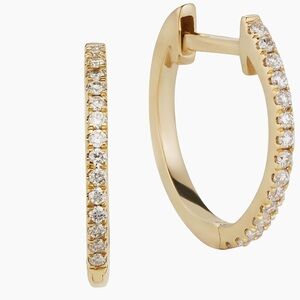 Elegant 14k Gold Diamonds Small Huggie Hoop Earrings